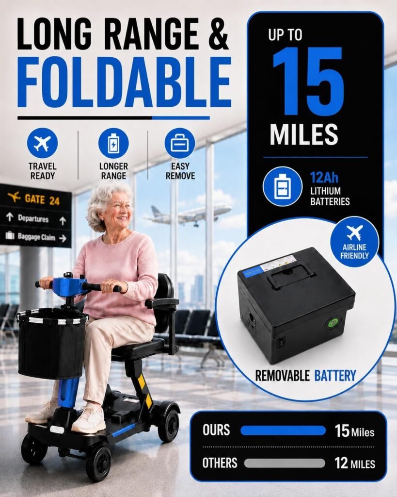Ecomobi 15-45 Miles Folding Mobility Scooter
