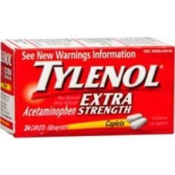 Tylenol Acetaminophen Extra Strength 500mg Bottle, 100 Count Box, 48 Box / Case