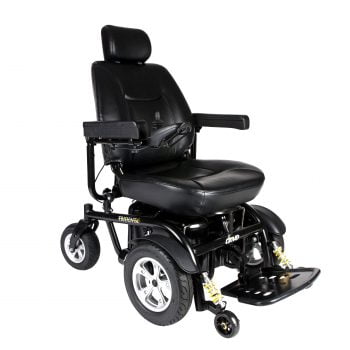 The Trident HD front-wheel drive power wheelchairs offer style, durability and reliable performance all in one chair. The Trident HD has a 450 lbs weight capacity, captain's seat with a semi-reclining back and adjustable height headrest for maximum comfort and support.