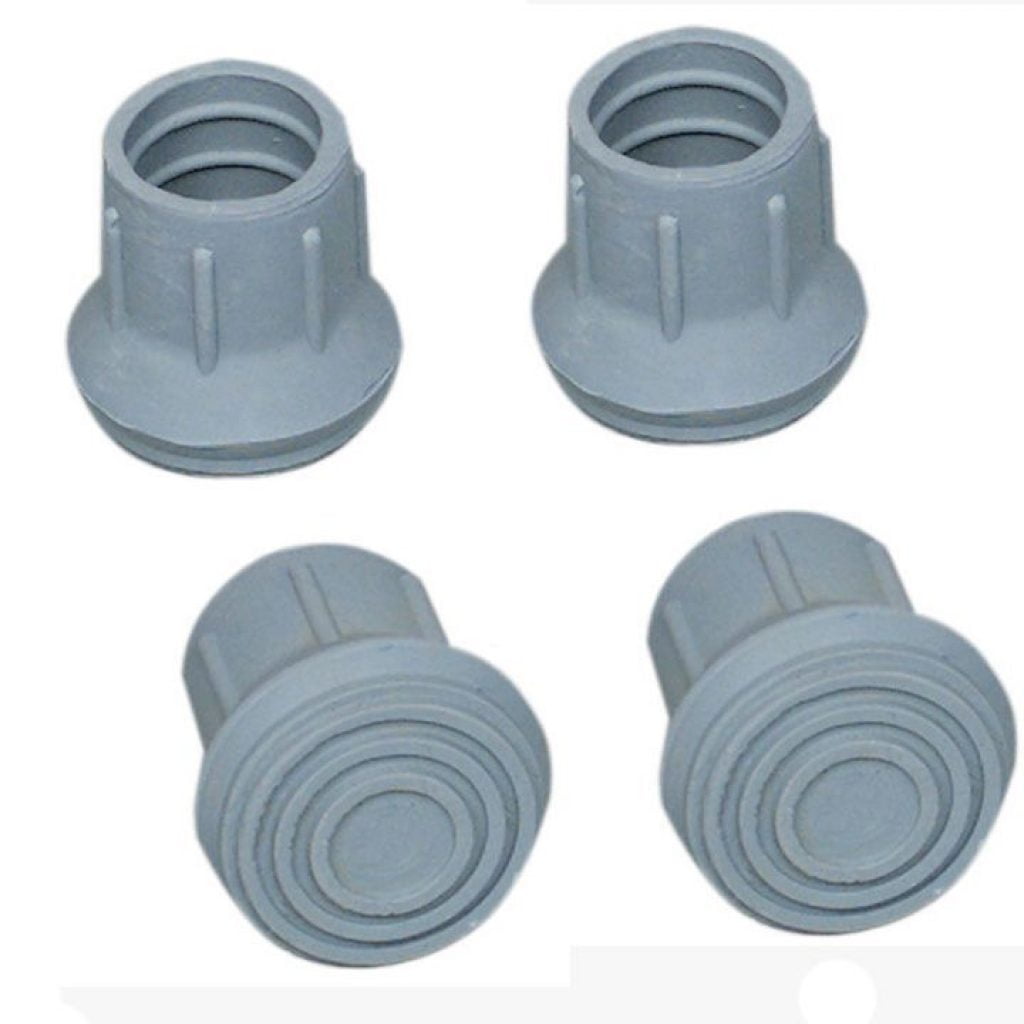 Rubber tips provide added stability to walkers, canes and commodes.