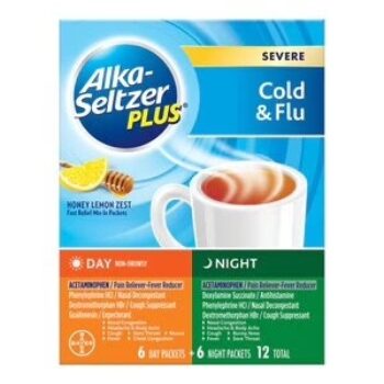 Alka-Seltzer Plus Day & Night Severe Cold & Flu Mix-In Packets, Honey Lemon 6ct