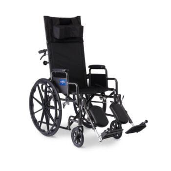 Reclining Wheelchair With Desk-Length Arms, Nylon, 16" Wide, Each
