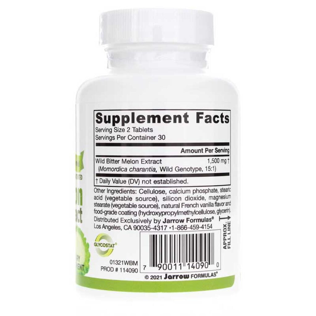 Brand: Jarrow Formulas

Product Code: wild-bitter-melon-extract-JRF

Servings per Container: 30

Quantity per Container: 60 Tablets