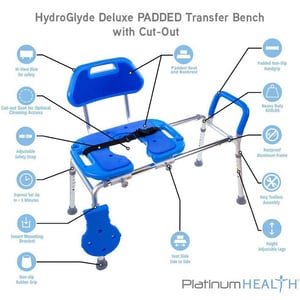 HydroGlyde Premium Sliding Bath Transfer Bench with Cut Out Seat