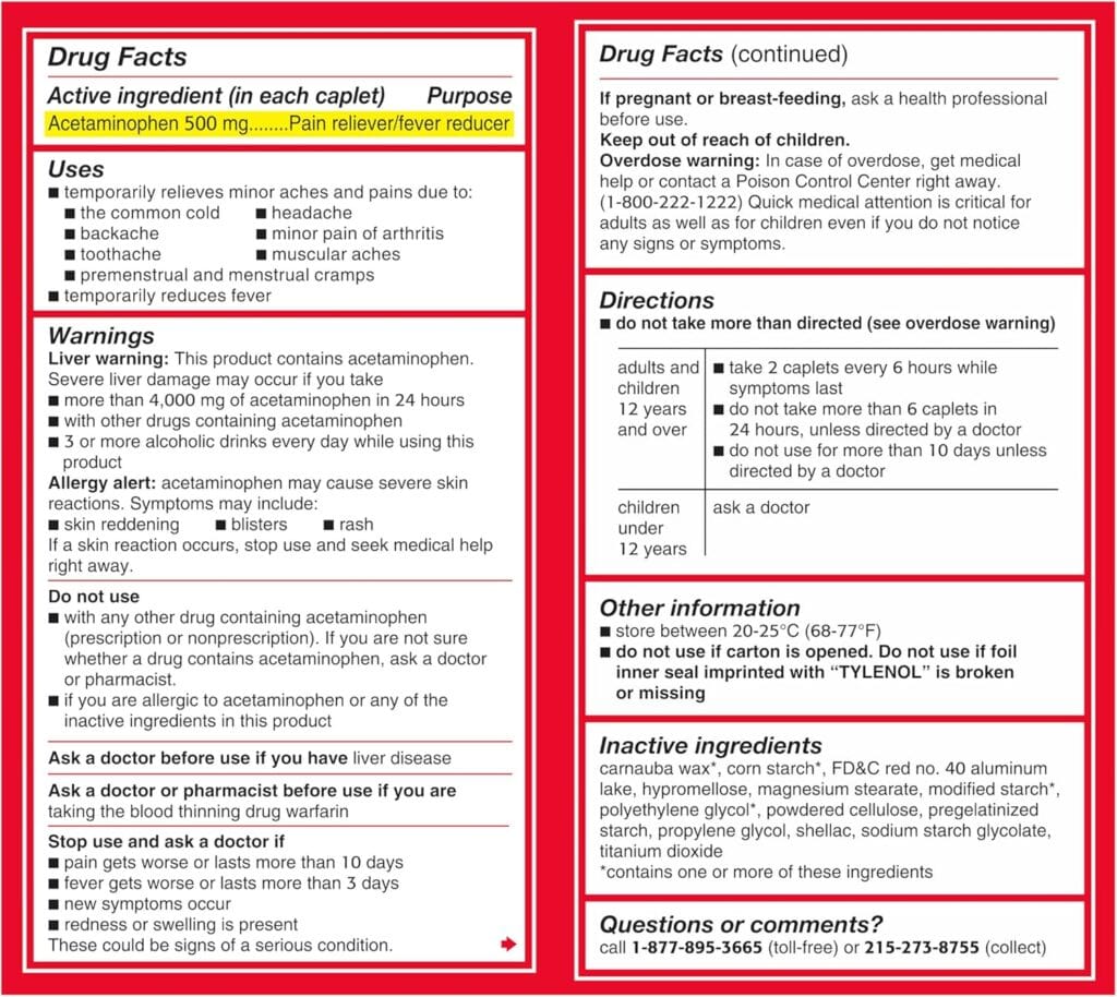 Tylenol Extra Strength Pain Relief Pills
