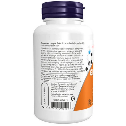 Now Foods, Glutathione, 500 mg, 60 Vcaps - Image 4