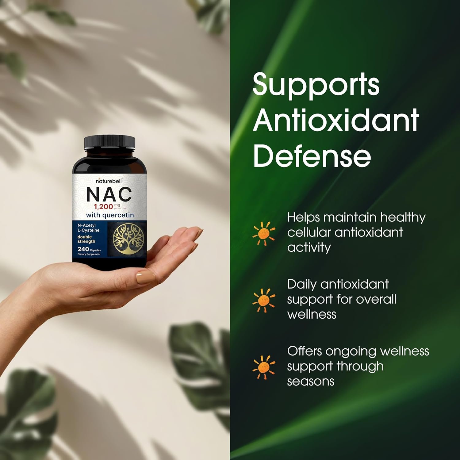 NatureBell NAC 1,200mg with Quercetin - 240 Capsules