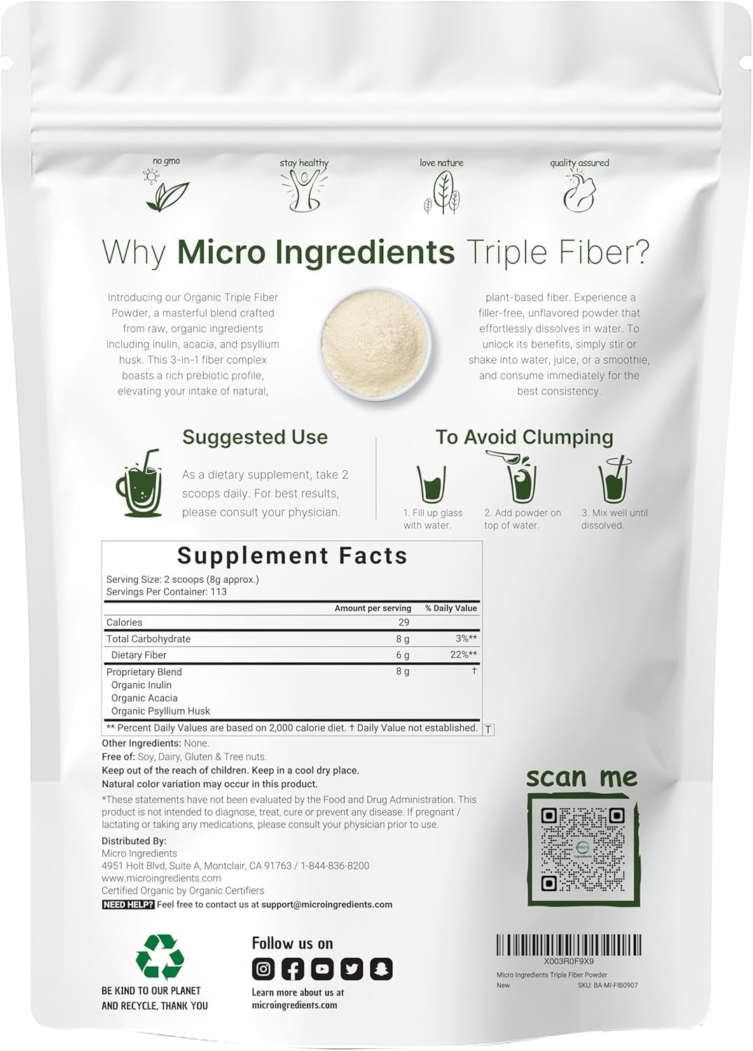 Micro Ingredients Organic Triple Fiber Powder & Women’s Probiotics 100 Billion CFU Veggie Capsules - Image 5