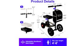 BlessReach All Terrain Foldable Knee Scooter Walker