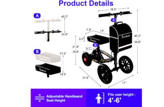 BlessReach All Terrain Foldable Knee Scooter Walker