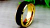 GASTON Gold-Plated Tungsten Beveled Ring with Brushed Black Center – 6mm or 8mm