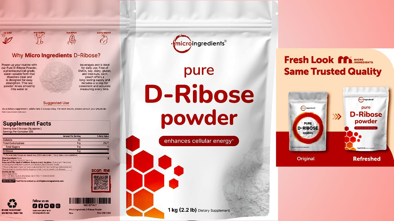 Pure D Ribose Powder, 1 KG (2.2 Pound & 200 Servings