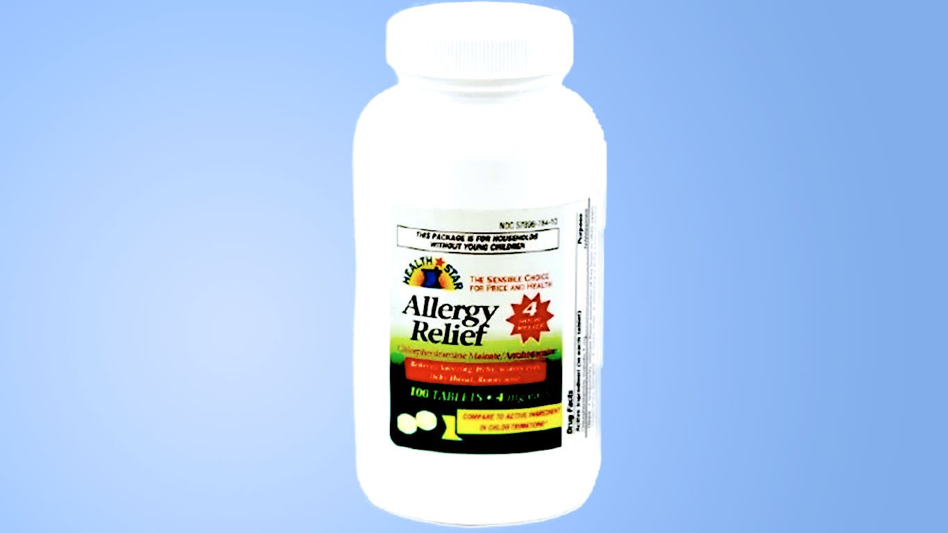 Sunmark, Allergy Relief McKesson Brand 4 mg Strength Tablet 100 per Bottle, 100 Tablets