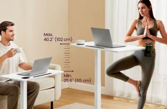 VASAGLE Overbed Table with Wheels, Mobile Standing Computer Desk,