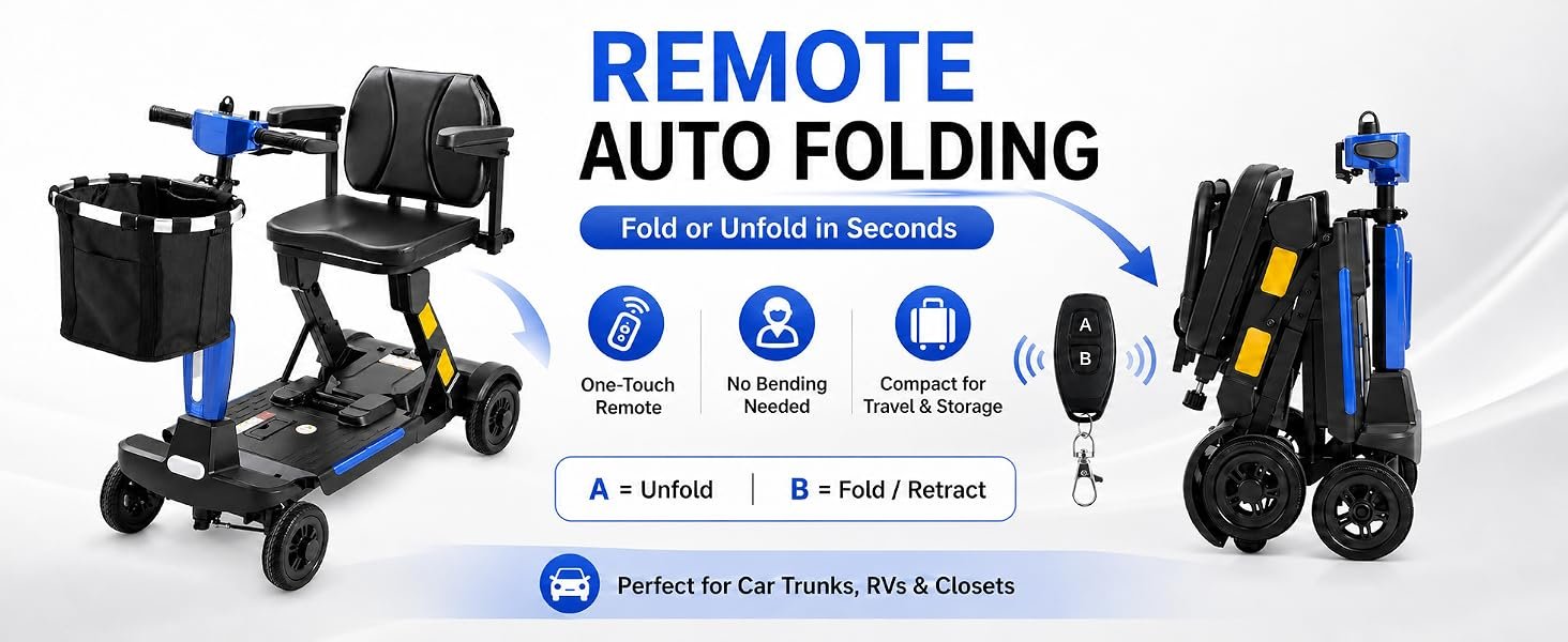 Ecomobi 15-45 Miles Folding Mobility Scooter for Seniors & Adults
