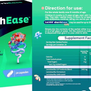 i-Health Inc Lactéol diarrhEase Digestive Postbiotic Dietary Supplement