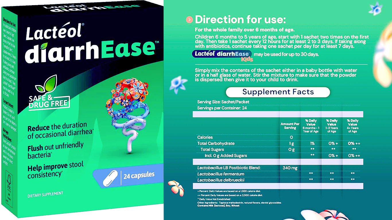 i-Health Inc Lactéol diarrhEase Digestive Postbiotic Dietary Supplement