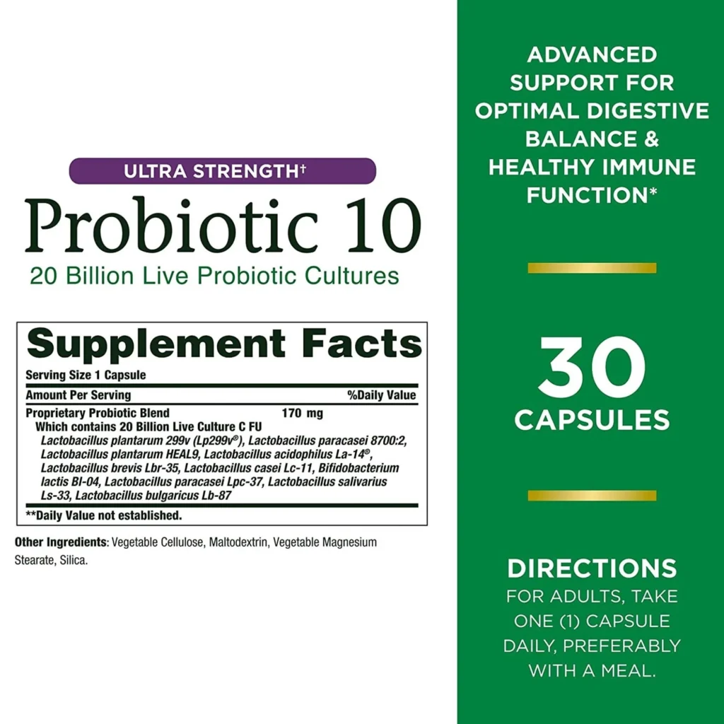 Nature's Bounty Ultra Strength Probiotic 10 Capsules (Bottle of 30)