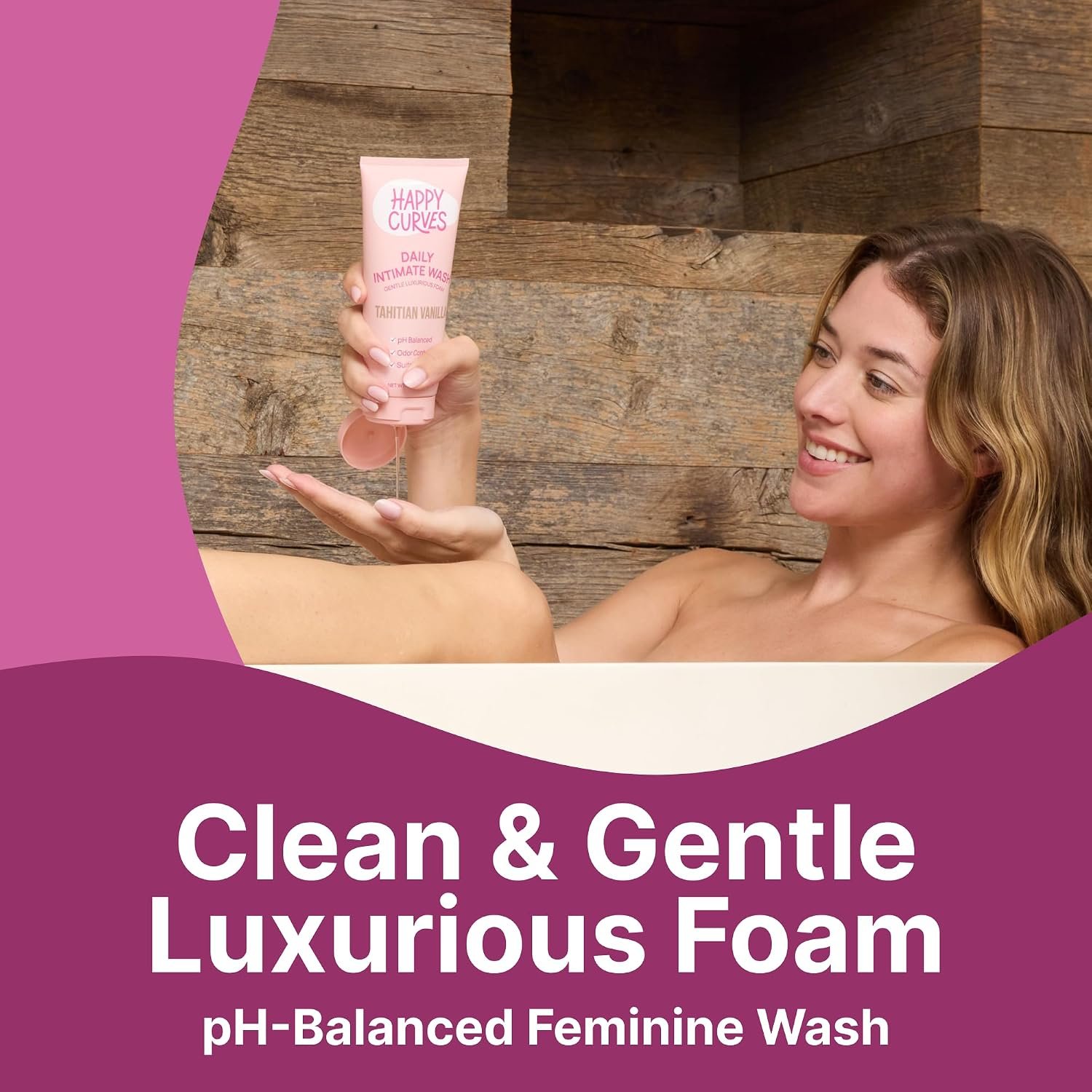 HAPPY CURVES Feminine Wash - pH Balanced Cleanser with Aloe & Vitamin E