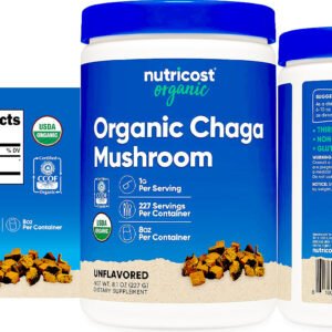 dvh 100% Organic Chaga Mushroom Powder 8oz (227 Servings) GMO-Free