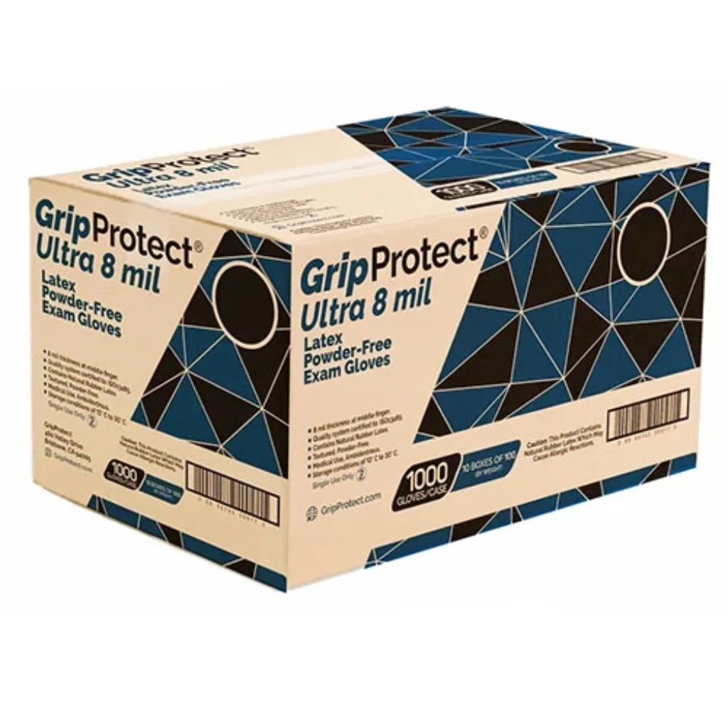 GripProtect Ultra 8 mil Latex Exam Gloves (1000/Case)