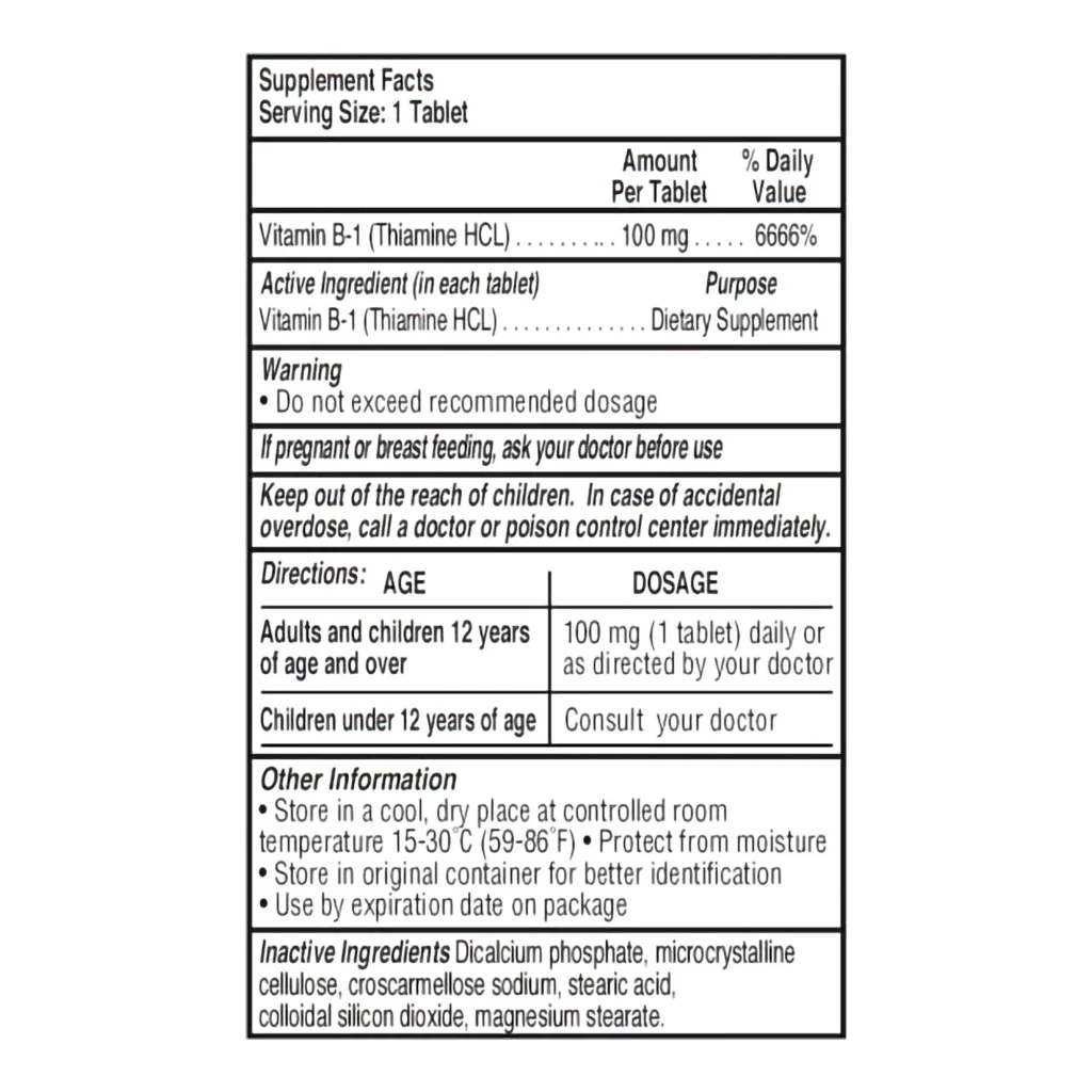 Marlex Vitamin B-1 Supplement (Bottle of 100)