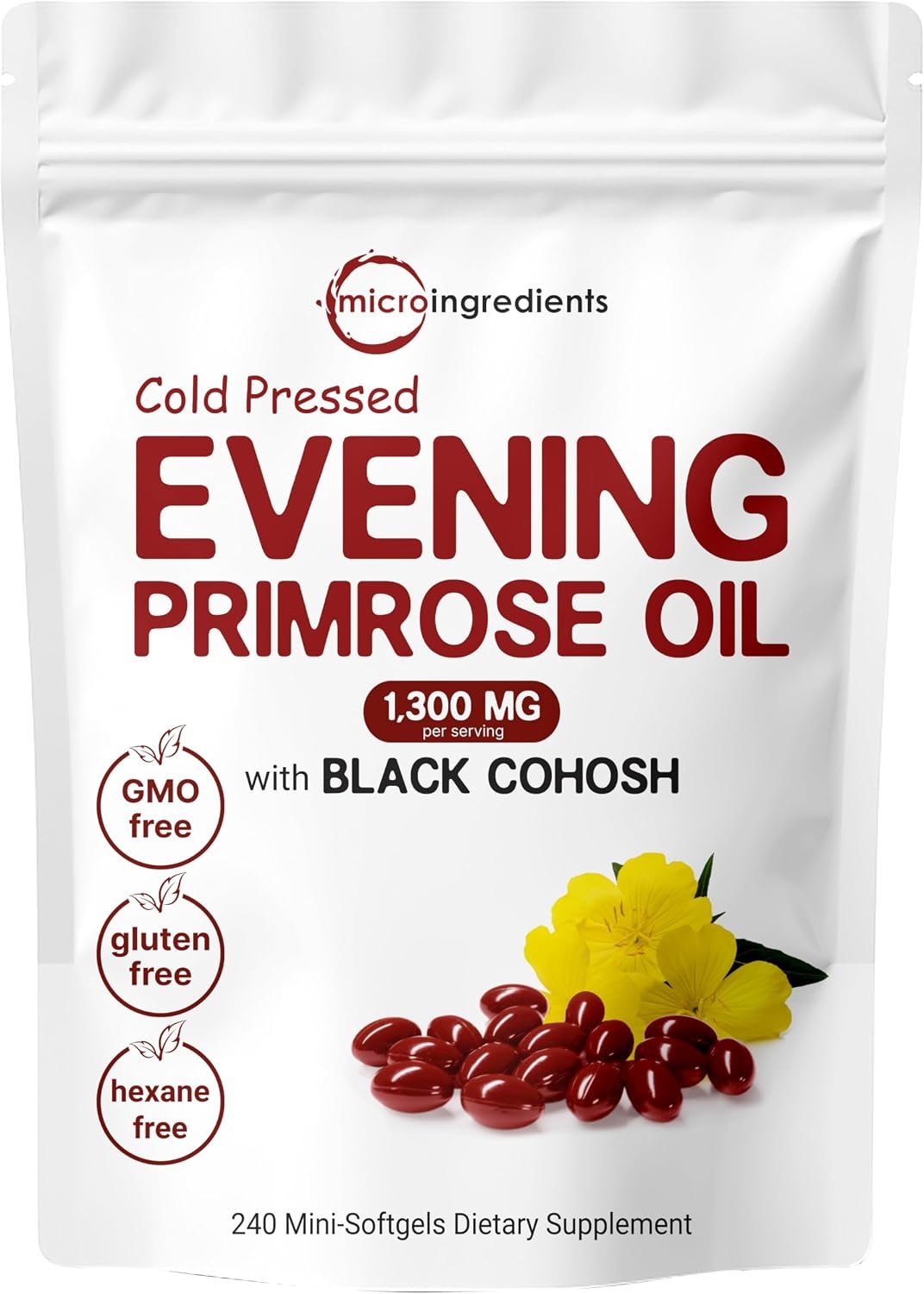 Evening Primrose Oil 1300mg Per Serving, 240 Softgels
