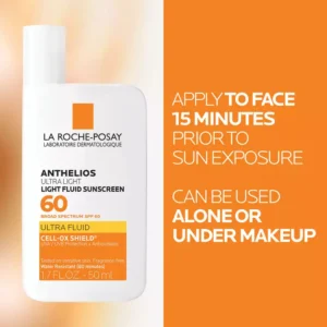 La Roche-Posay, Anthelios Light Fluid Sunscreen Ultra Light Face Spf 60, 1.7 Oz