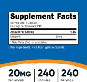 Nutricost Melatonin 20mg, 240 Capsules, Non-GMO & Gluten Free (Pack of 2)