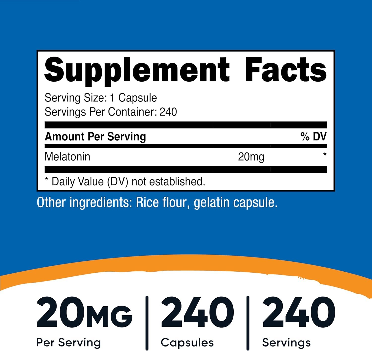 Nutricost Melatonin 20mg, 240 Capsules, Non-GMO & Gluten Free (Pack of 2)