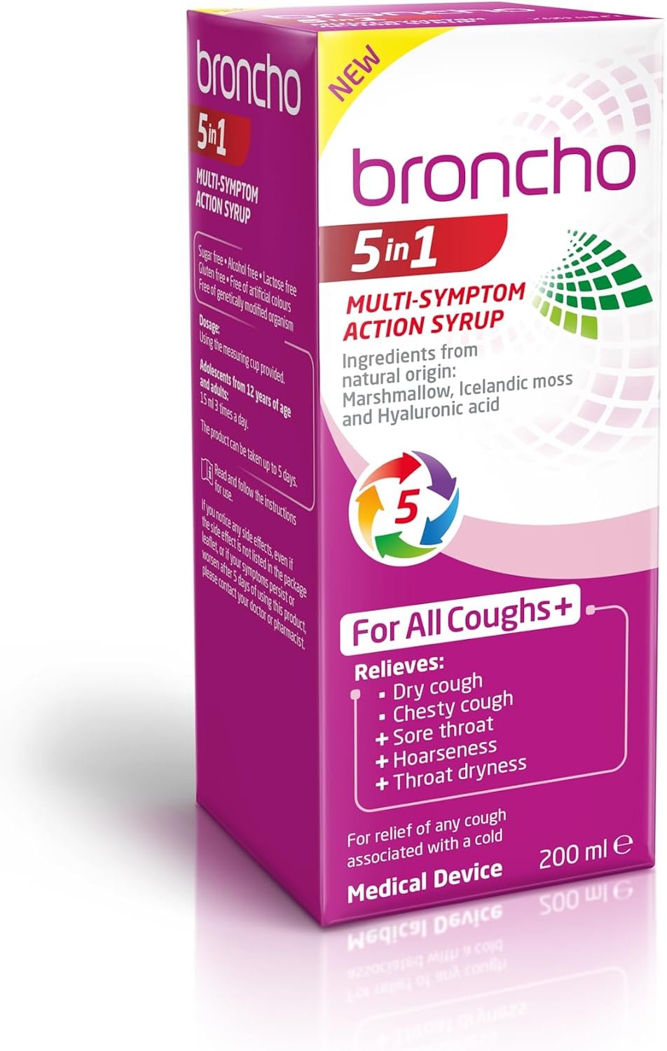 Bronchostop 5in1 Cough Multi-Symptom Action Syrup 200ml - Image 2