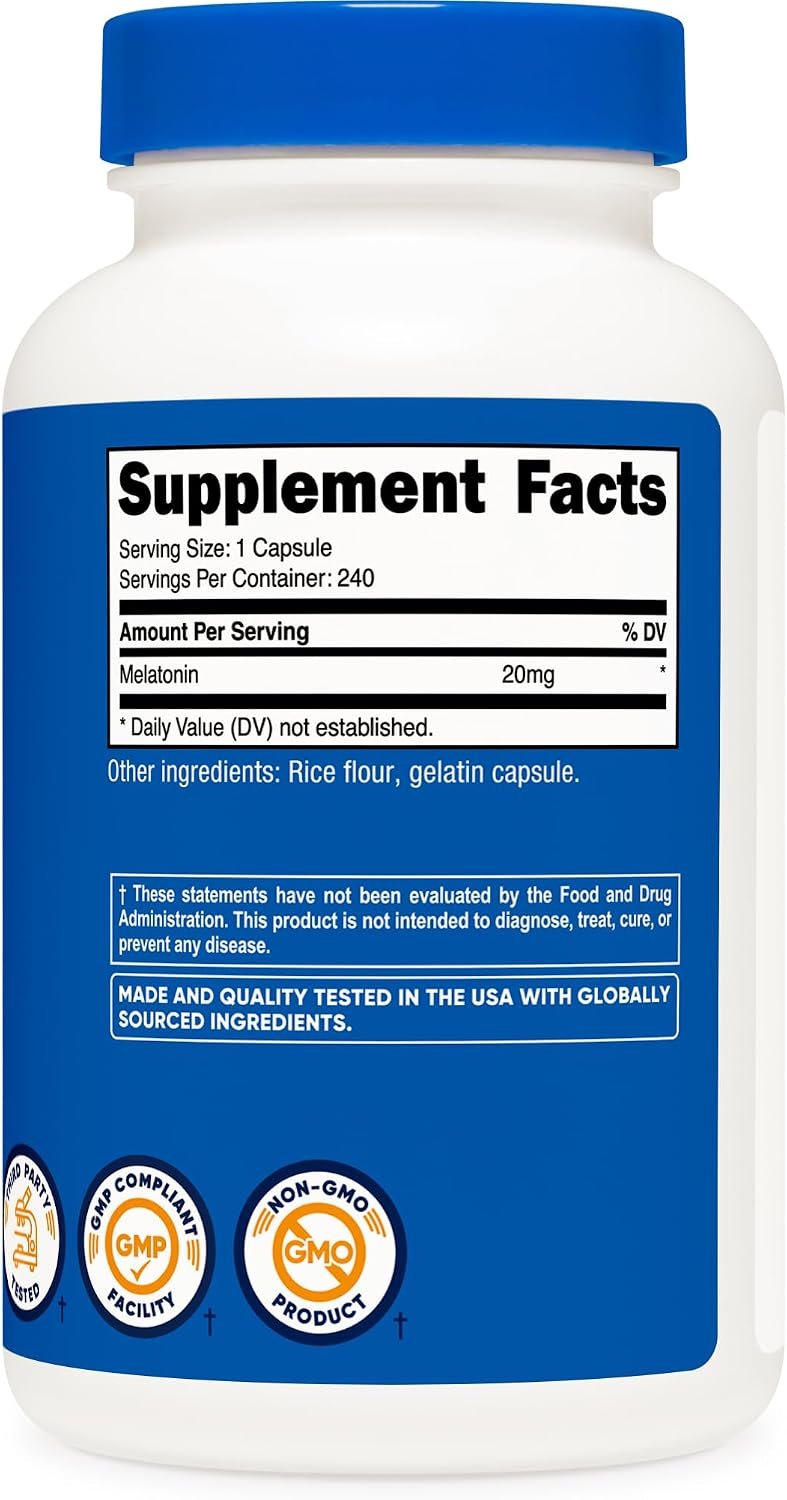 Nutricost Melatonin 20mg, 240 Capsules - Image 5