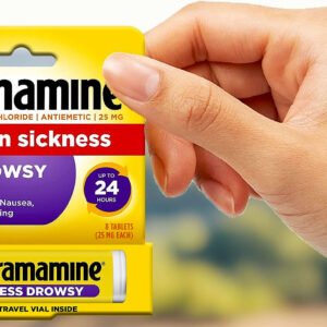 Dramamine, Motion Sickness Meclizine Hydrochloride Antiemetic Less Drowsy Tablets, 25 Mg, 8 Tabs