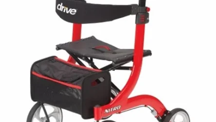 Drive Medical, 4 Wheel Rollator drive Nitro Red Adjustable Height Aluminum Frame, Count of 1