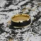 GASTON Gold-Plated Tungsten Beveled Ring with Brushed Black Center – 6mm or 8mm