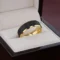 GASTON Gold-Plated Tungsten Beveled Ring with Brushed Black Center