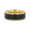 GASTON Gold-Plated Tungsten Beveled Ring with Brushed Black Center – 6mm or 8mm